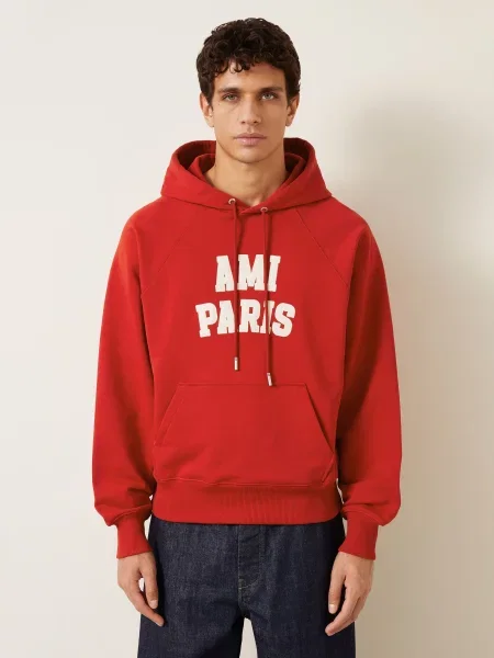 Ami Paris Bluza Z Kapturem rot biała