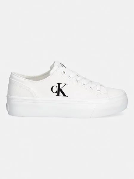 Sneakerși Calvin Klein din canvas alb
