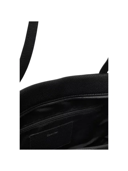 Geantă Calvin Klein Emblem Hw Pebble Tote negru