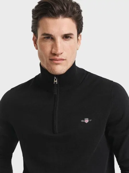 Классический свитер Gant на полумолнии черный