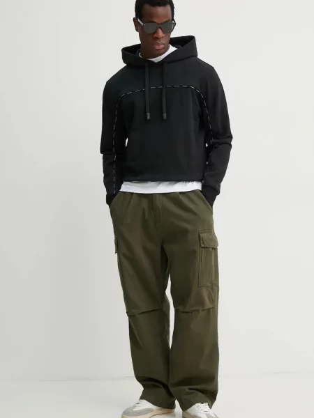 Однотонный свитер Versace Jeans Couture с капюшоном черный