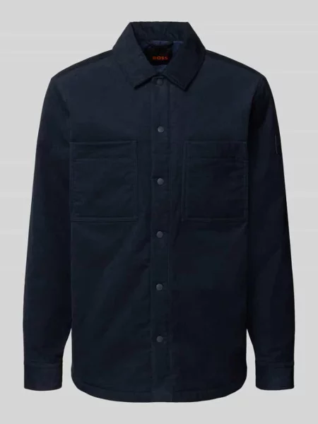 Koszula-kurtka o kroju regular fit z mieszanka bawełny model Boss Orange granatowa