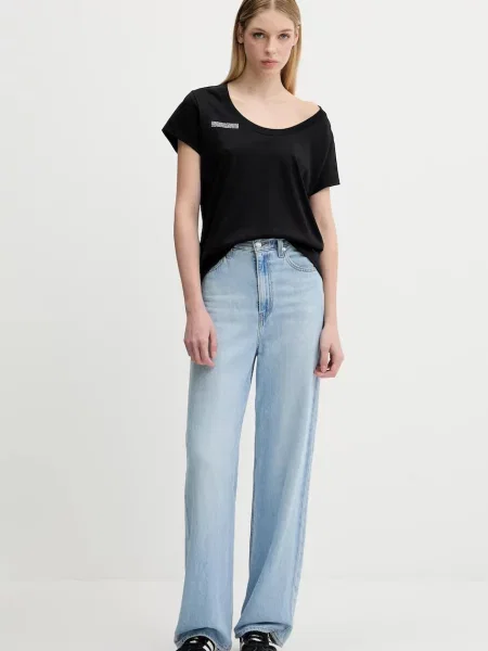 Футболка Pangaia Lightweight Scoop Neck T-Shirt чорний