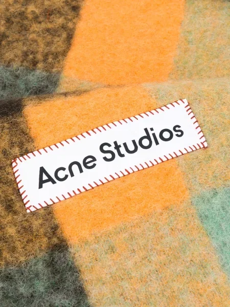 Szal Acne Studios w kratkę brązowa