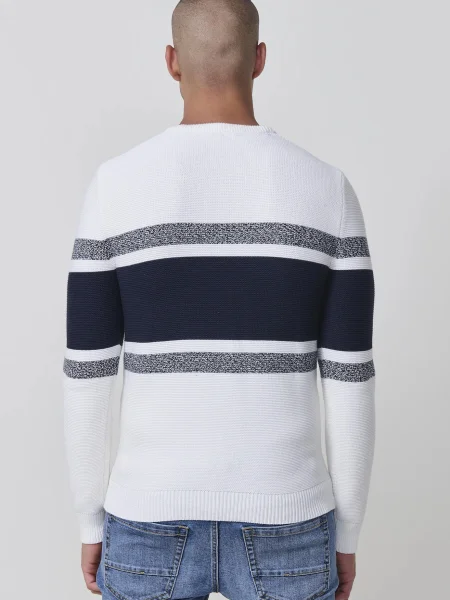KOROSHI Pulover marine / off-bela bela
