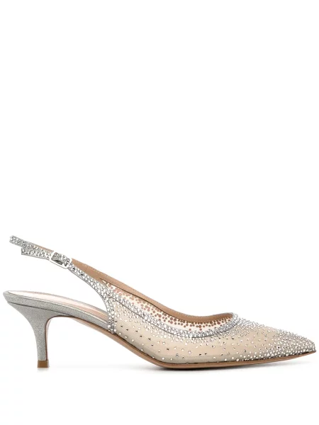 Pantofi cu toc Gianvito Rossi de cristal argintiu
