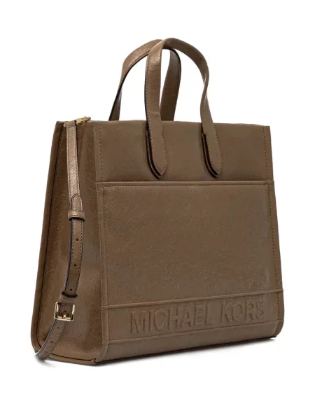 Кожено портмоне Michael Michael Kors с връзки с принт кафяво