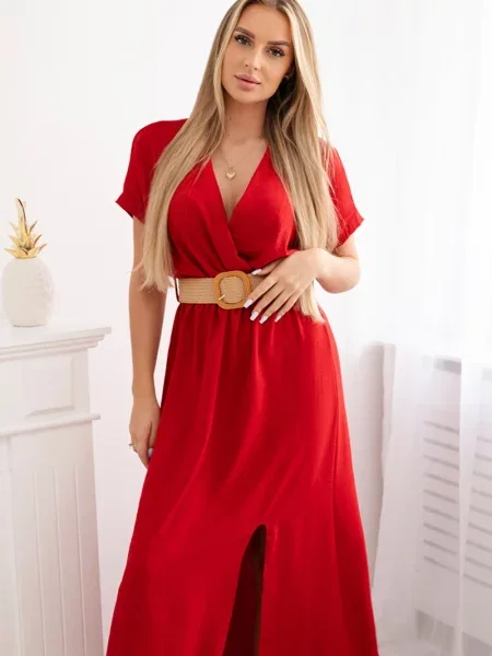 Rochie maxi Kesi Włoski lungă de costum bordo