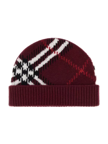 Czapka Burberry w kratę czerwona