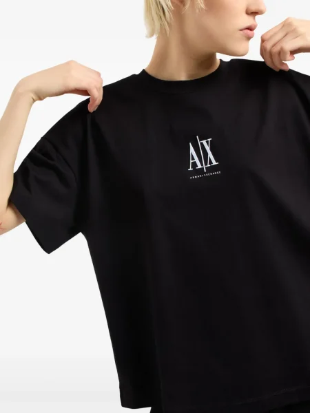 Tricou Armani Exchange cu broderie negru