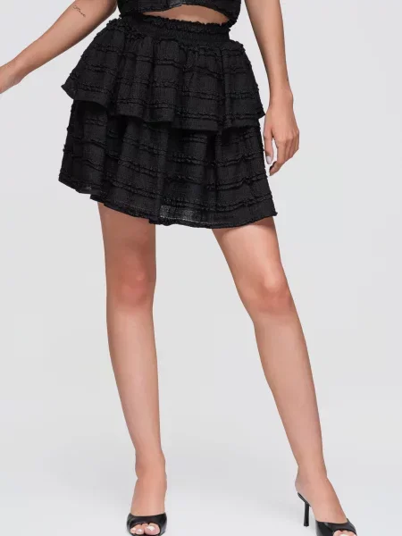 Fusta mini Ombre evazată negru