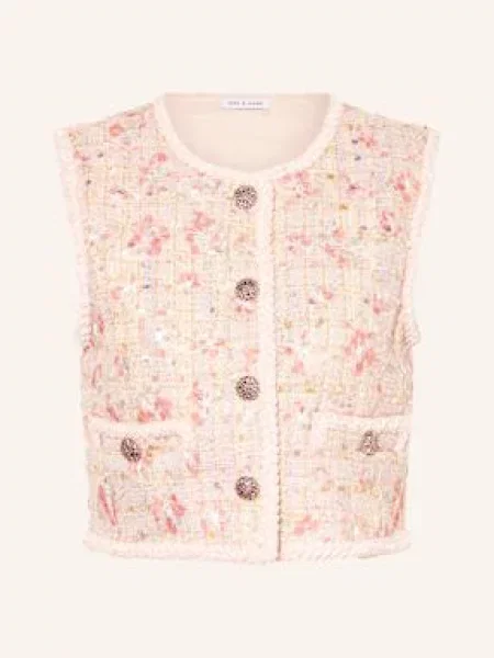 Mrs & Hugs Kamizelka Z Tweedu Z Cekinami I Błyszczącą Przędzą rosa