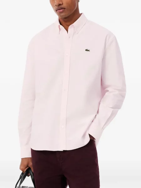 Cămașă Lacoste cu guler nasturi roz