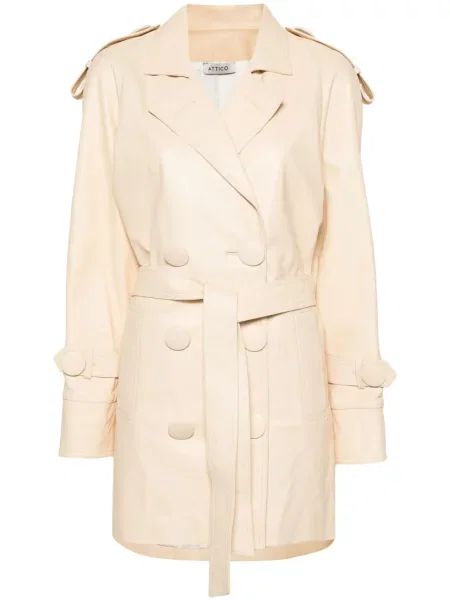 Haină de piele The Attico din piele cu două rânduri de nasturi