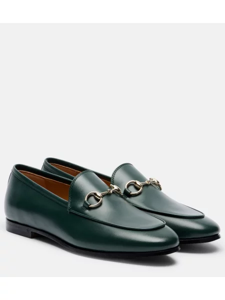 Pantofi loafer Gucci din piele verde