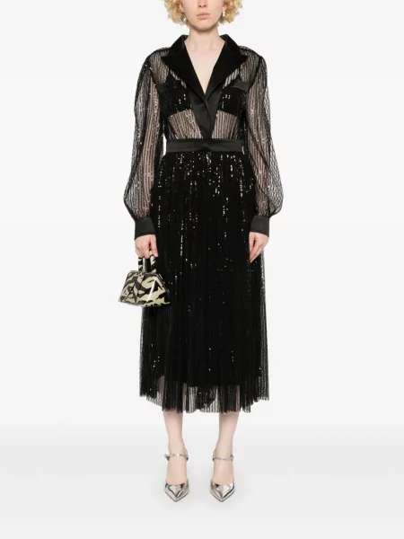 Костюм миди рокля Dolce & Gabbana с пайети до коляното черно
