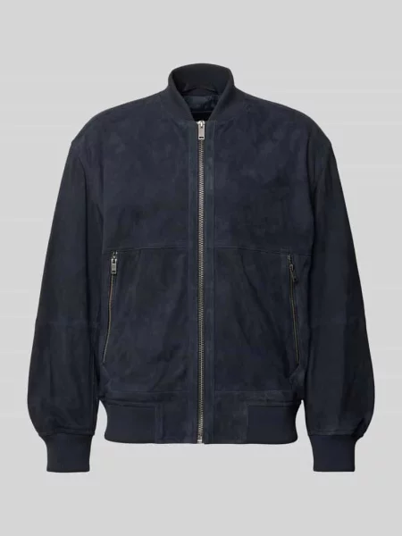 Kurtka bomberka o kroju regular fit z czystej koziej skóry model JONORVE' Boss Orange granatowa