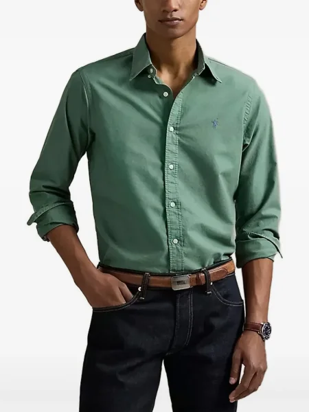 Pletena košulja Polo Ralph Lauren s kapuljačom karirana smeđa