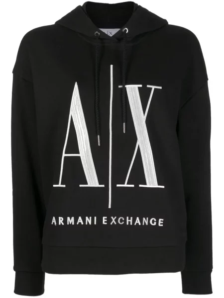 Hanorac cu glugă Armani Exchange cu broderie negru