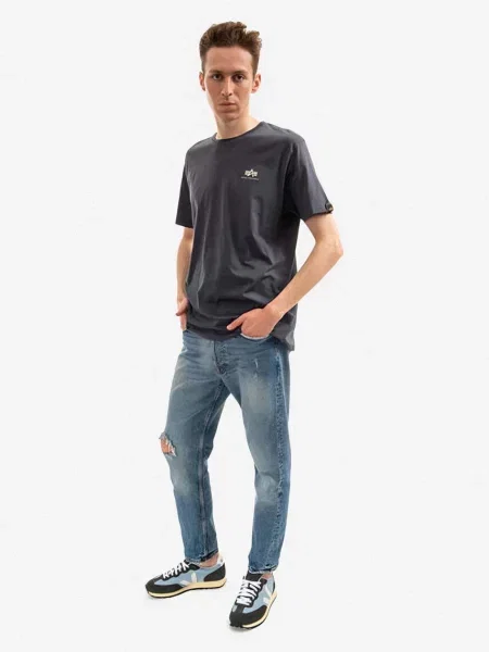 Tričko Alpha Industries Basic Small Logo grey black šedé
