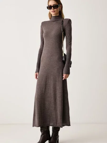 Pinko rochie tricotată din lână maro