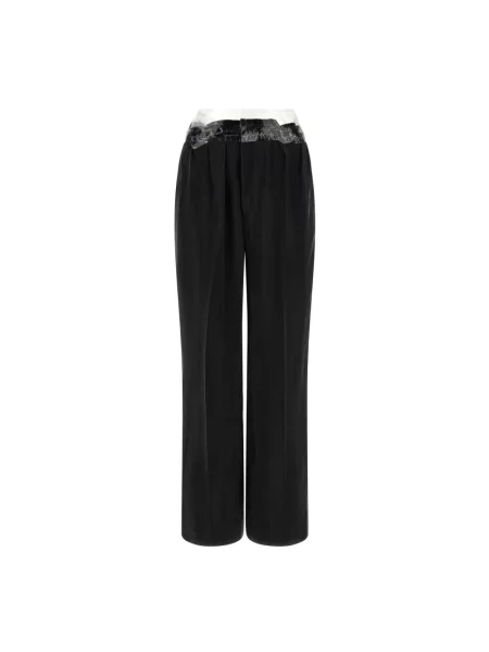 Lniane spodnie Maison Margiela czarne