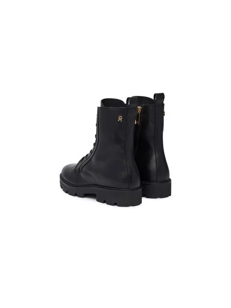 Auliniai batai Tommy Hilfiger TH Stud Leather Lace-Up Boot juoda