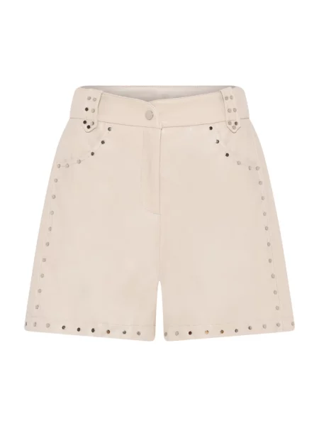Bruuns Bazaar Szorty Kobieta M Skóra Szorty z wegańskiej skóry z ćwiekami beżowy