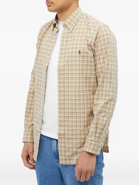 Mănuși Polo Ralph Lauren cu broderie tricotate în carouri albastru