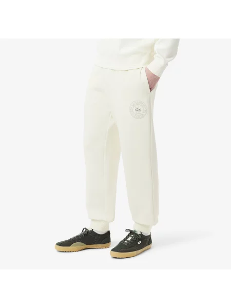 Lacoste Spodnie Dresowe Double Face Piqué biały