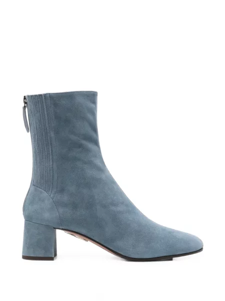 Cizme scurte Aquazzura din piele de căprioară albastru
