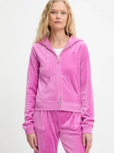 Juicy Couture bluza HERITAGE ROBYN HOODIE z kapturem z aplikacją różowy