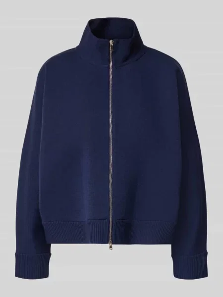 Kurtka o kroju relaxed fit w imitacji dzianiny ze stójką Windsor błękitna