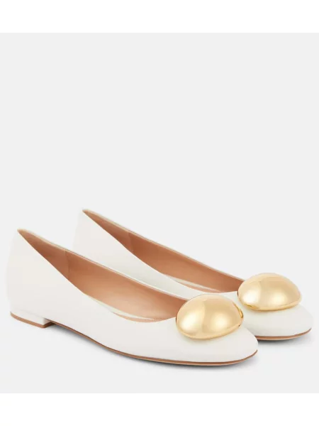 Balerini Gianvito Rossi din piele alb