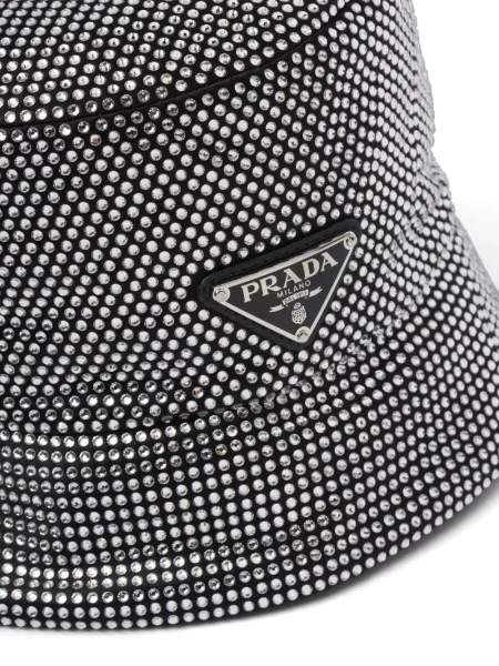 Skrybėlė Prada satino su kristalais juoda