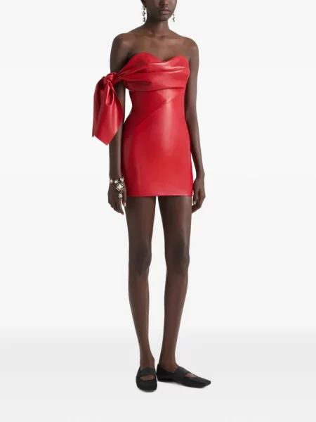 Rochie mini Givenchy cu funde din piele roșu