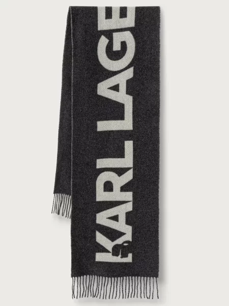 Karl Lagerfeld fular pentru femei cu lână K/ESSENTIAL gri