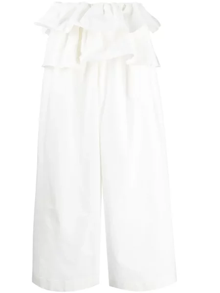 Spodnie Goen.j z falbankami białe