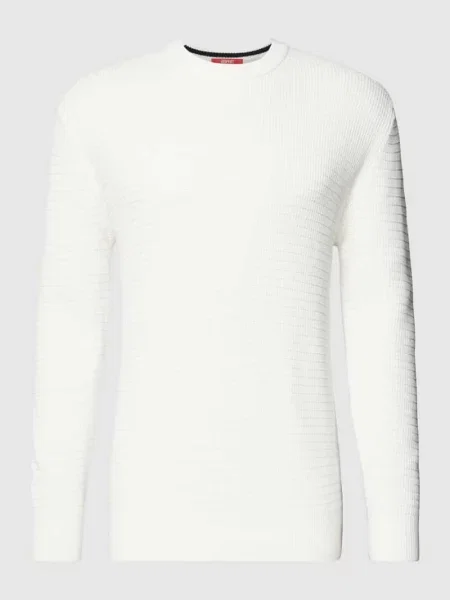 Sweter z dzianiny z fakturowanym wzorem Esprit Collection biały