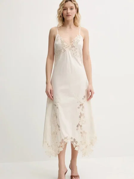 Рокля Marciano Guess BROOKE дълга разкроена бежово