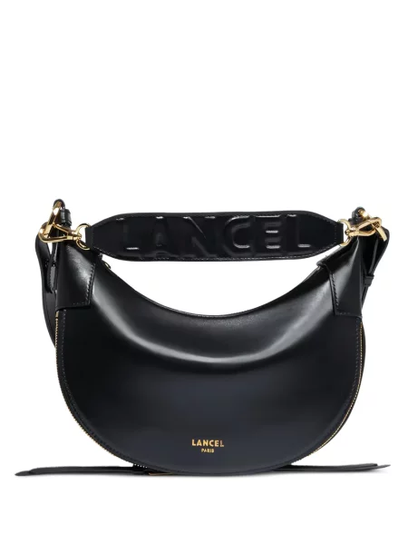 Kožna kožna torba Lancel crna