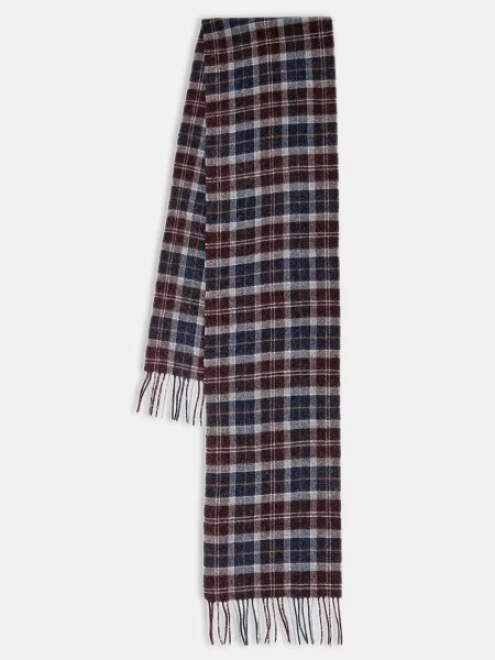 Barbour wełniany szalik Mężczyźni Sztuczne włókno czerwony|niebieski w kratkę ONE SIZE brązowa