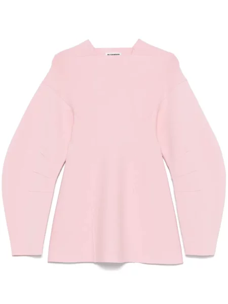 Pulover Jil Sander cu decolteu rotund roz