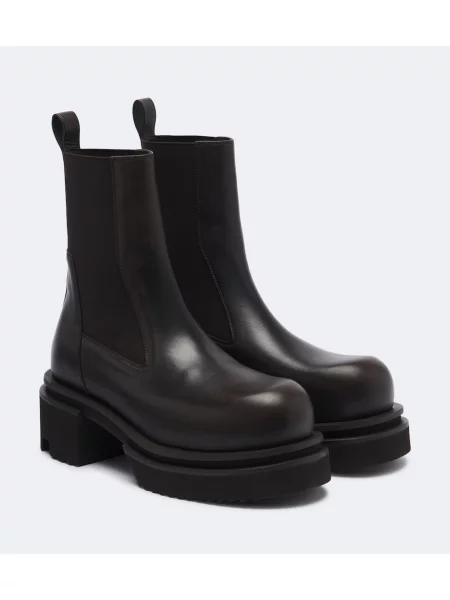 Botine chelsea Rick Owens din piele cu platformă gri