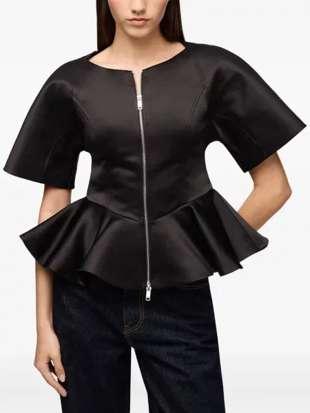 Bluză Ganni din satin negru