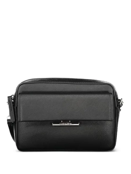 Bőr crossbody táska Calvin Klein fekete