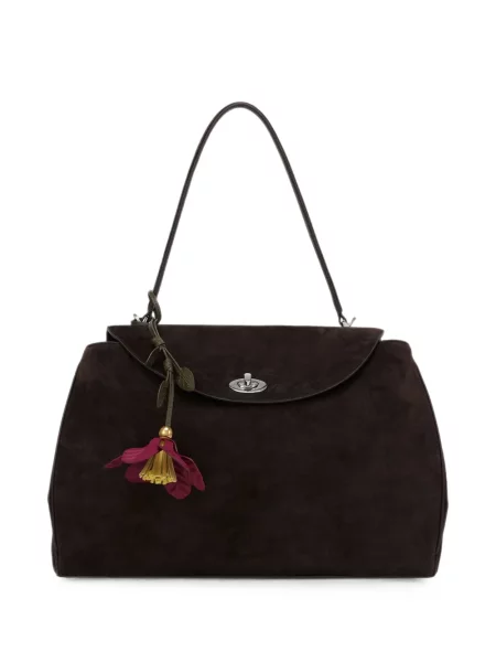Colier Potamy din piele cu model floral maro