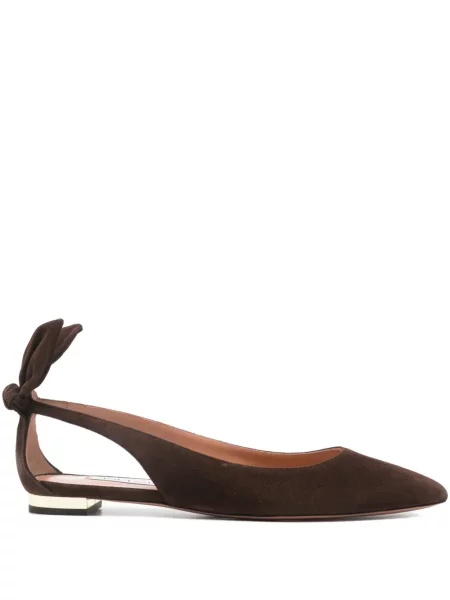 Balerini Aquazzura cu funde slingback maro