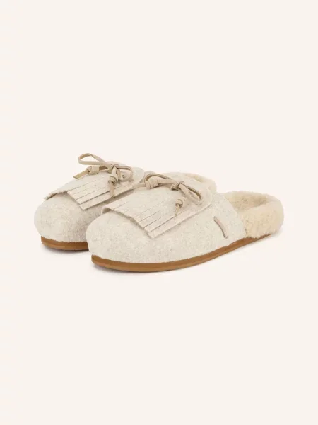 Ancient Greek Sandals Pantofle Vasilitsa Fringe krémová