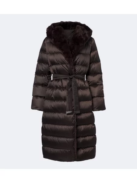 Cu centură palton Max Mara cu glugă maro